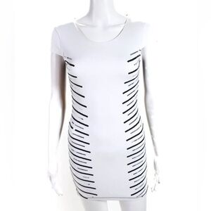 Nicole Miller Black White Embellished Dress Sz L , EUC